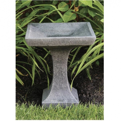 Petite One Piece Square Concrete Bird Bath