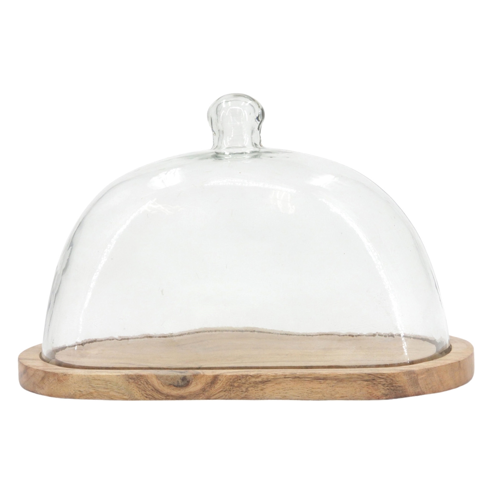 Dark Wood Oval Glass Cloche 7"