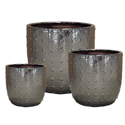 Dimpled Aries Pot Mirror Silver 8.5"