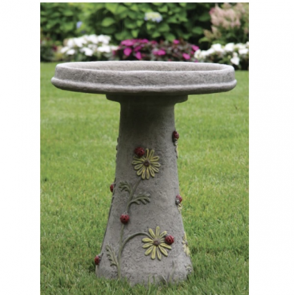Ladybug Concrete Bird Bath