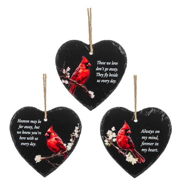 Printed Cardinal Heart Ornament (Sold Separately)