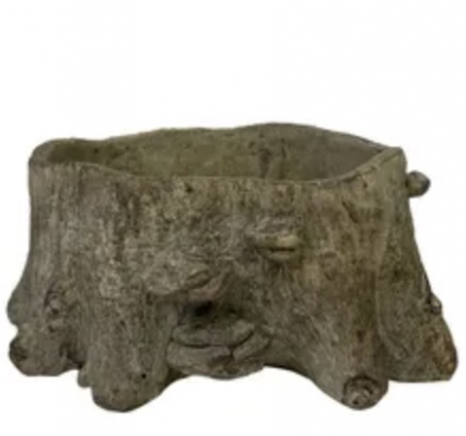 Small Faux Bois Cement Planter 8" 