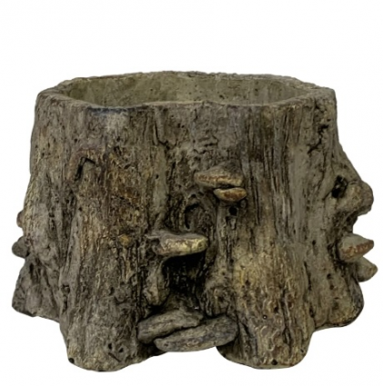 Medium Faux Bois Cement Planter 8.5" 