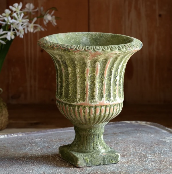 Large Aged Garden Urn 8"