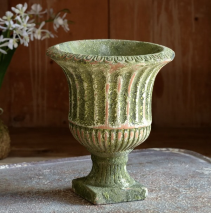 Large Aged Garden Urn 8"