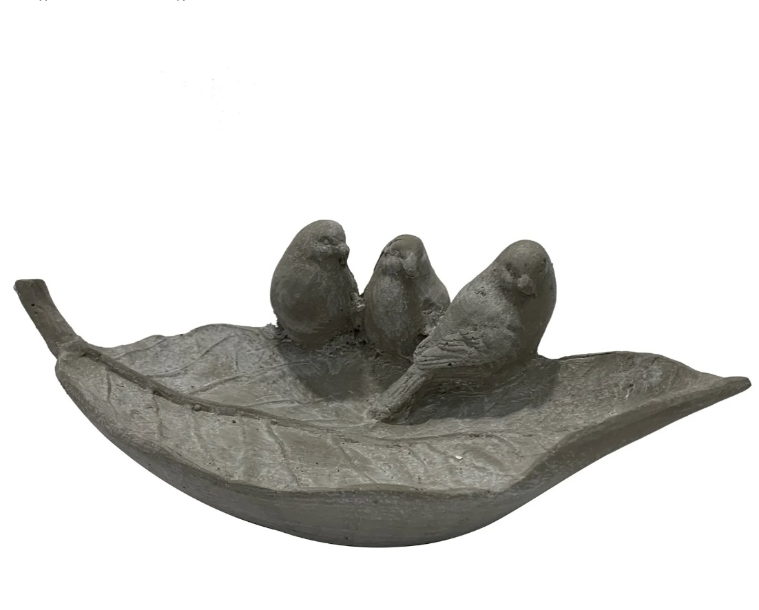 English Garden Cement Birds on Leaf
