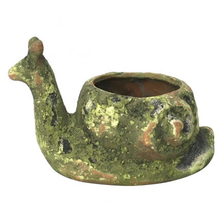 Mossy Terra Cotta Snail Planter