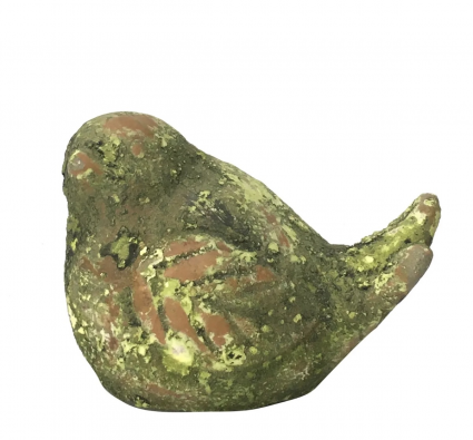 Little Mossy Cement Bird 4"