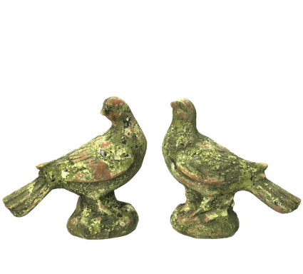 Mossy Terra Cotta Song Bird 8"