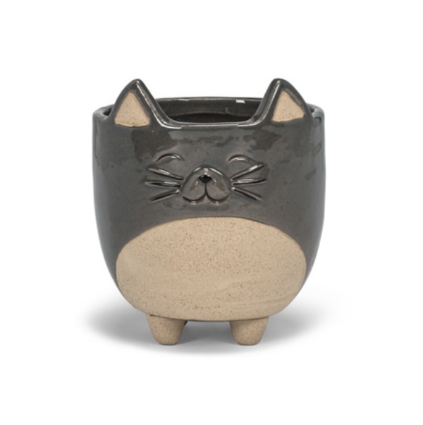 Large Cat on Legs Ceramic Planter 5"