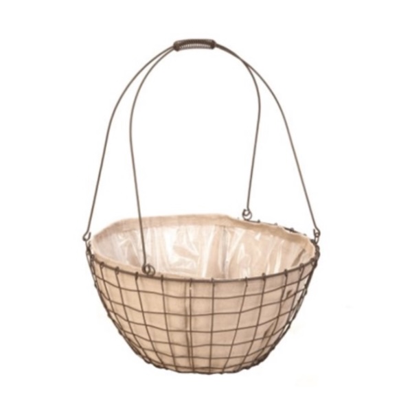 Woven Steel Basket with Burlap Liner 18"