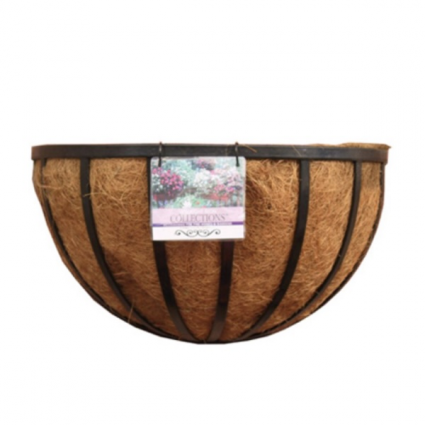 Black Metal Wall Basket with Coco Liner 16"