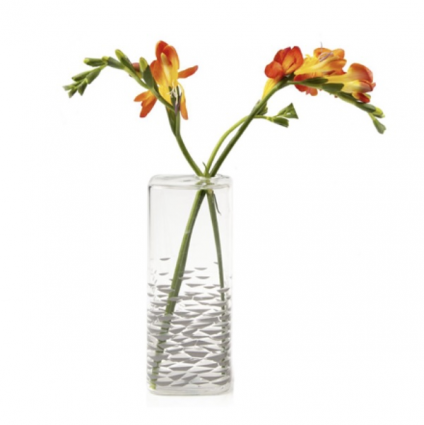 Large Detail Cube Glass Vase 6"