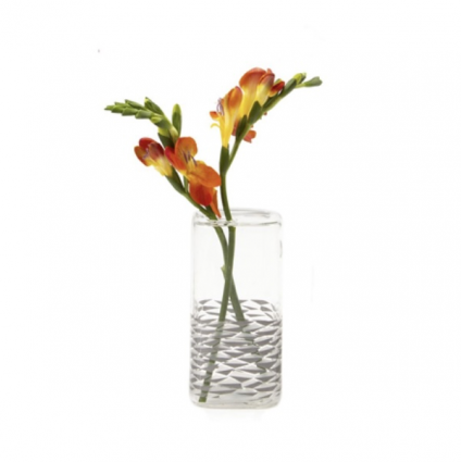Large Detail Cube Glass Vase 6"