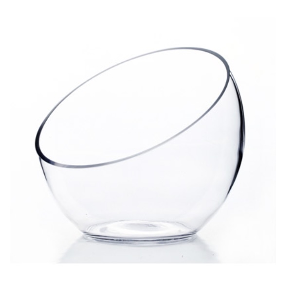 Clear Slant-Cut Bowl Glass Vase 7"