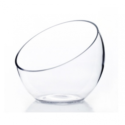 Clear Slant-Cut Bowl Glass Vase 7"