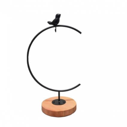 Bird Terrarium Stand with Wooden Base 10"