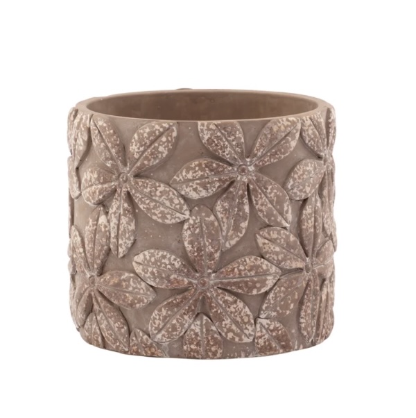 Brown & Rust Embossed Flower Planter 6" 