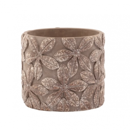 Brown & Rust Embossed Flower Planter 6" 
