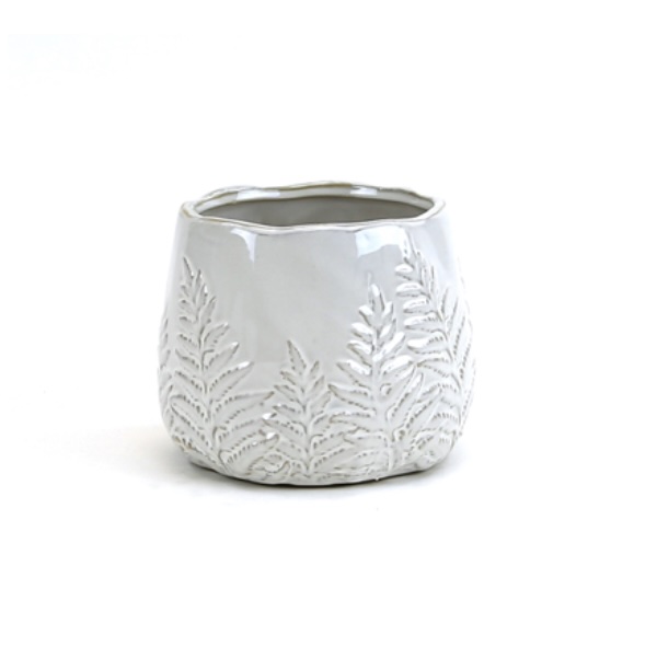 Medium Cream Fern Bowl 6"