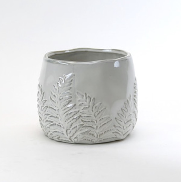Large Cream Fern Bowl 6.9"