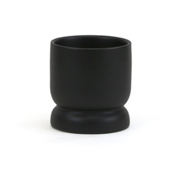 Small Black Ceramic Pedestal Bowl 4"
