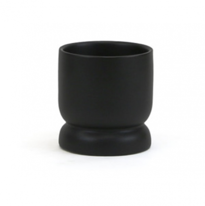 Small Black Ceramic Pedestal Bowl 4"