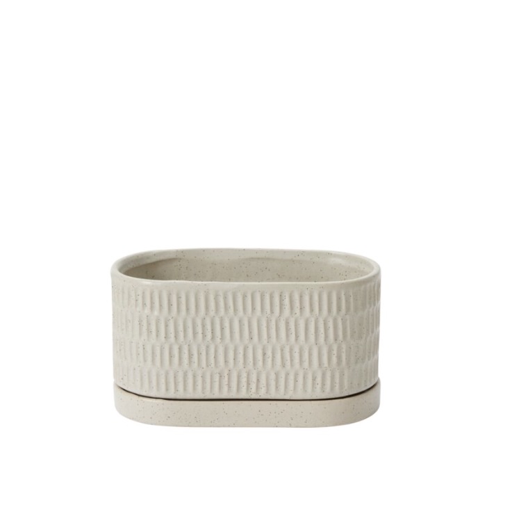 Zelle Textured Planter with Saucer 4"