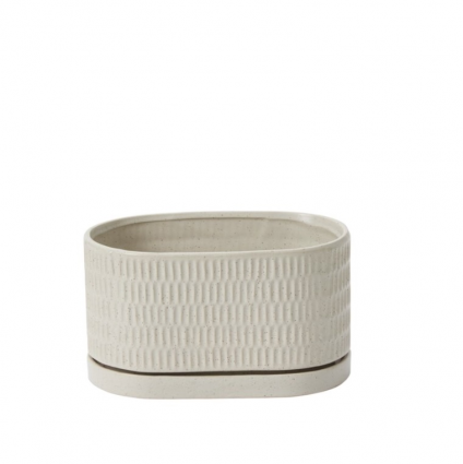 Zelle Oval Stoneware Planter with Saucer 5.5"