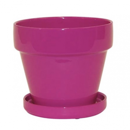 Pink Ceramic Standard Pot with Attached Saucer 4.5″