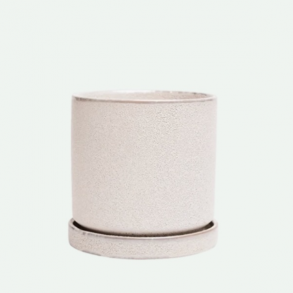 Ivory Speckles Minute Ceramic Pot with Saucer 3"
