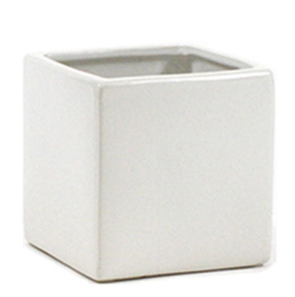 White Ceramic Cube Vase 3"