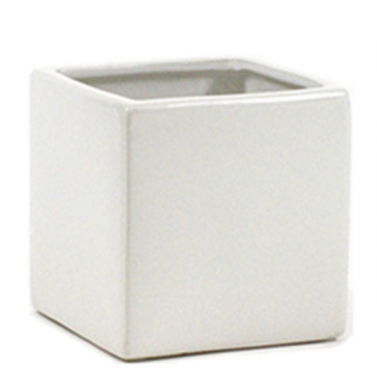 White Ceramic Cube Vase 3"