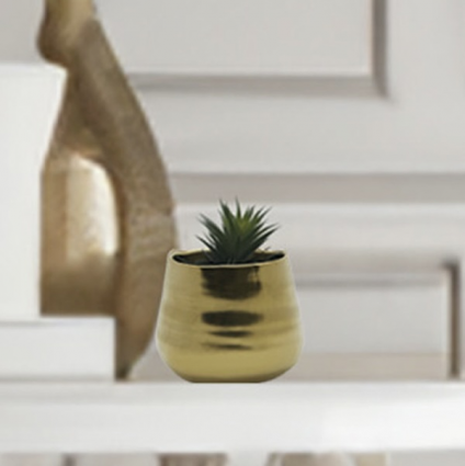 Small Gold Ceramic Bowl Pot 3.35"