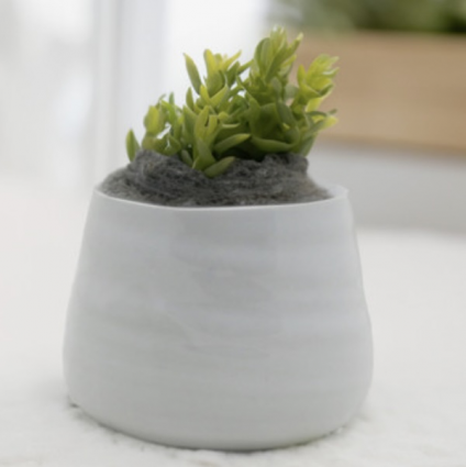 Small White Ceramic Bowl Pot 3.35"