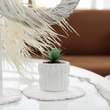 Small Unique White Ceramic Pot  4.5"