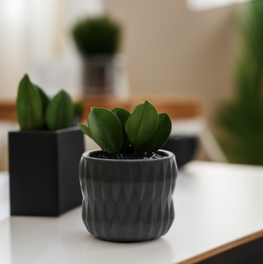 Large Unique Black Ceramic Pot 6.5"