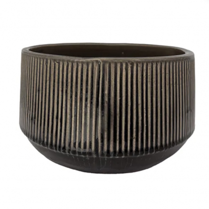 Vertical Striped Bowl in Dark Charcoal 8.5"