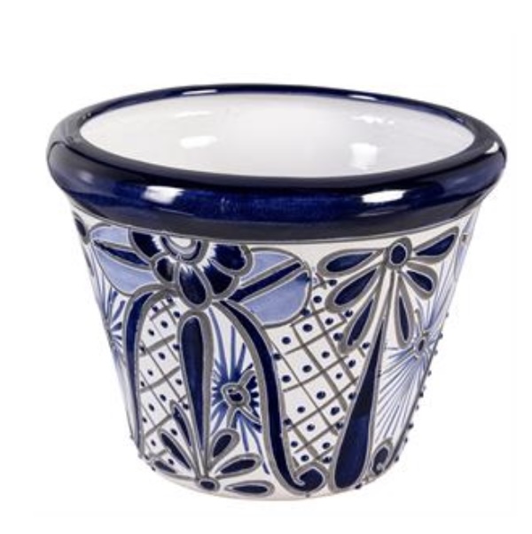 Blue and White Talavera Bowl Planter 9"