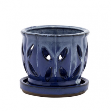 Blue or Green Orchid Pot 4.25"