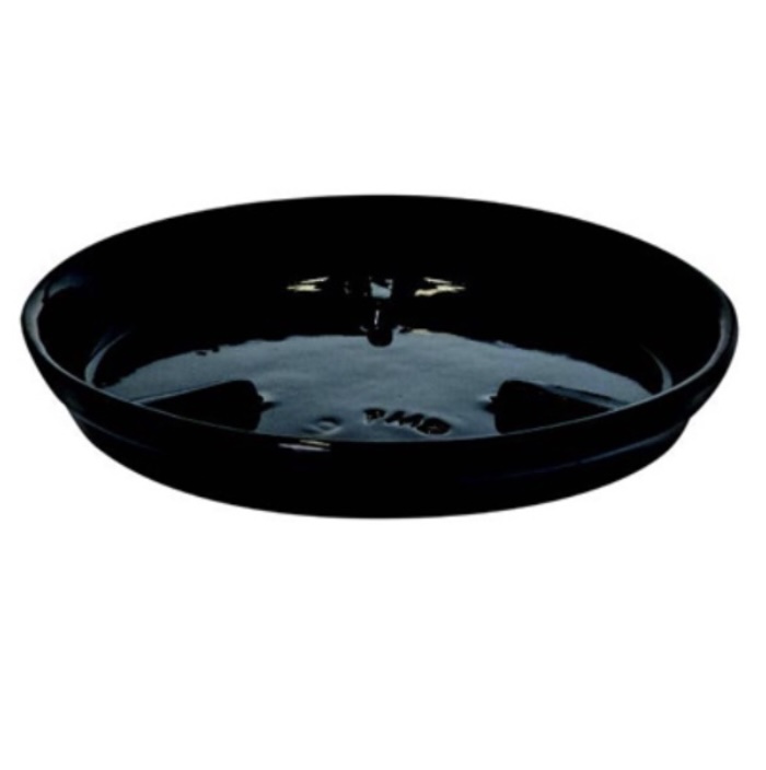 Black Glazed Terracotta Saucer 8"