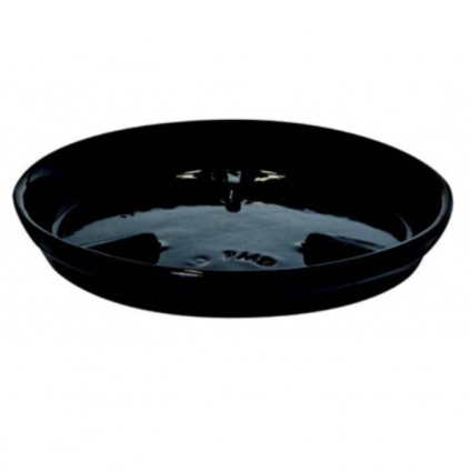 Black Glazed Terracotta Saucer 8"