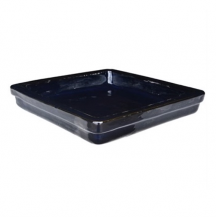 Black Glazed&nbsp;Square Ceramic Saucer 14.2"