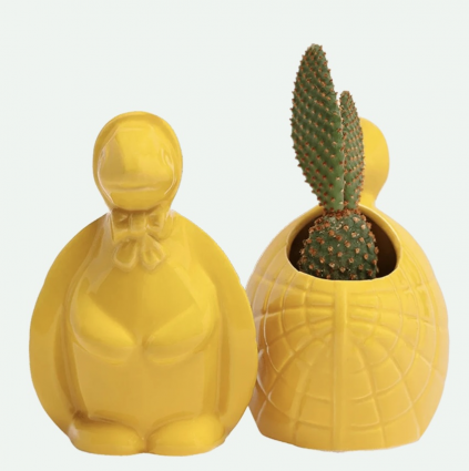 Yellow Turtle Ceramic Planter 5.5"