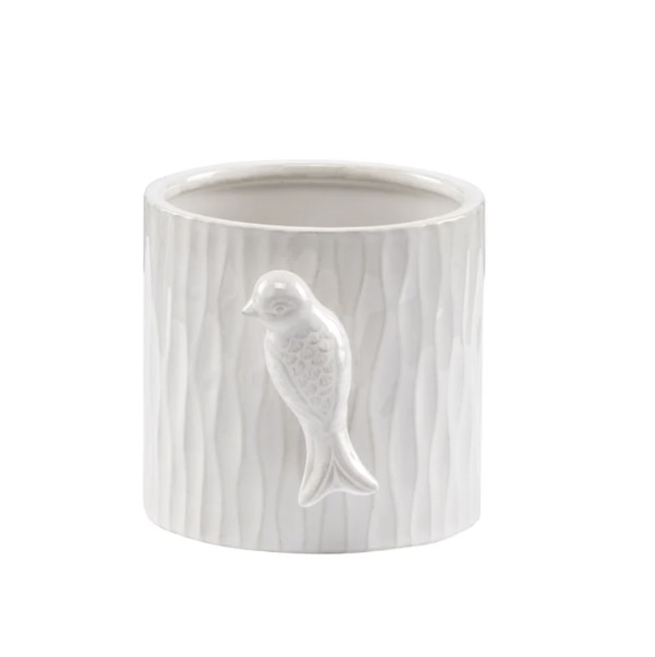 White 3-D Bird Planter 6"
