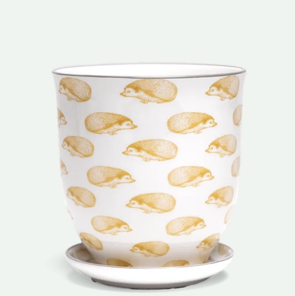 Hedgehog Porcelain Pot with Saucer 3.25"