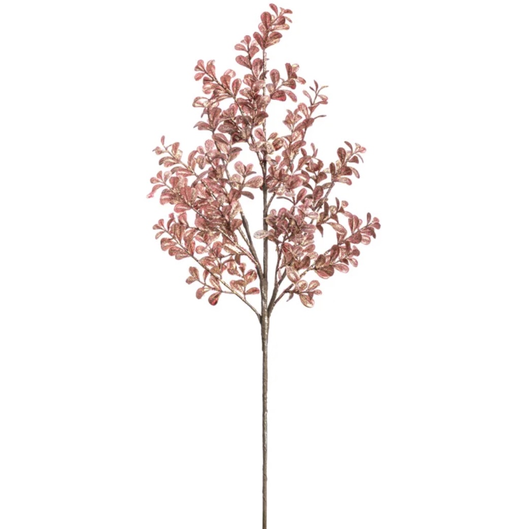 Red and Gold Shiny Leaves Christmas Spray 27"