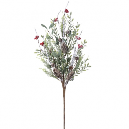 Icy Berry Pinecone and Foliage Christmas Spray 30"