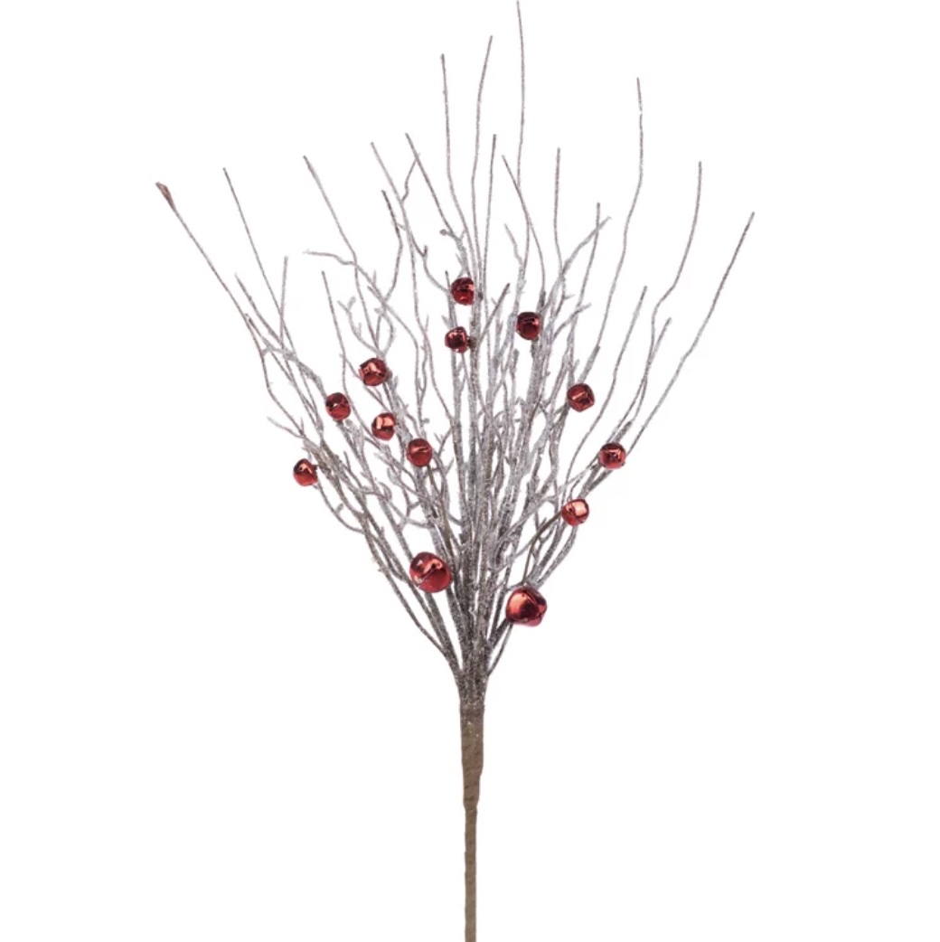 Silver and Red Bell Christmas Spray 26"