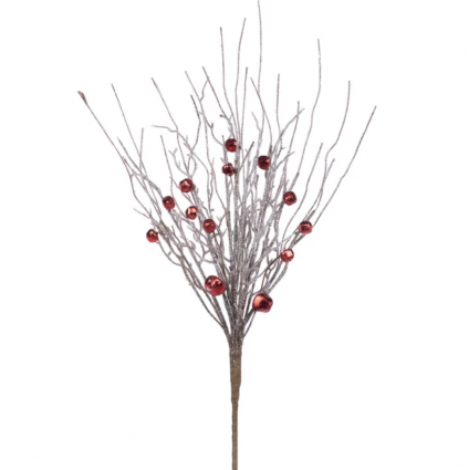 Silver and Red Bell Christmas Spray 26"
